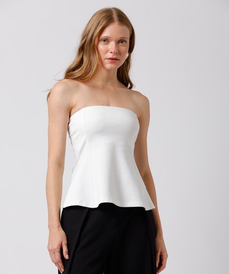 blusa peplum feminina sem alça mindset off white