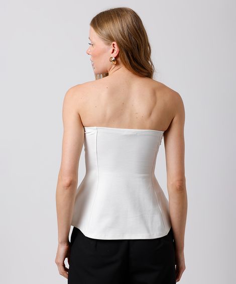 blusa peplum feminina sem alça mindset off white