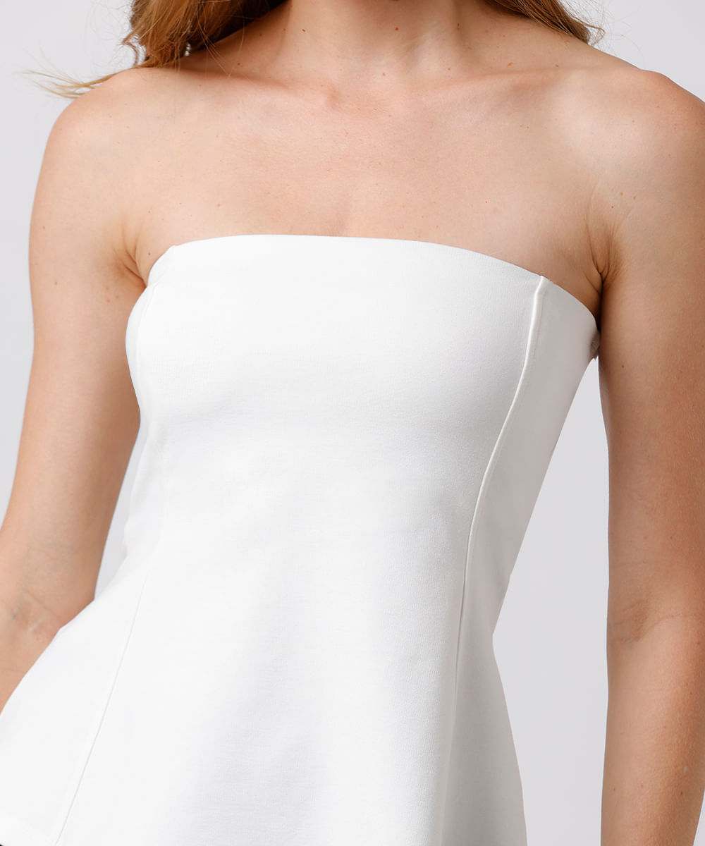 blusa peplum feminina sem alça mindset off white