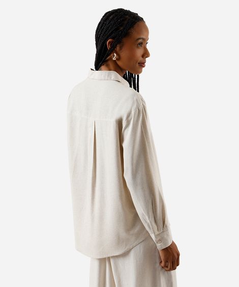 camisa feminina com linho oversized bege