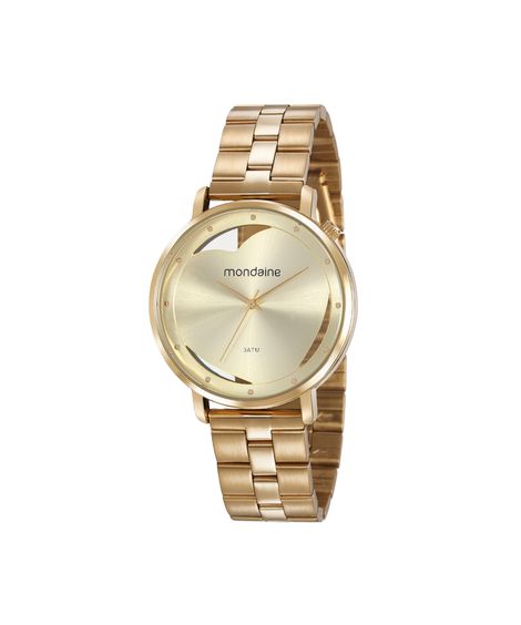 kit relógio feminino mondaine analógico 53748lpmkde1k1 dourado