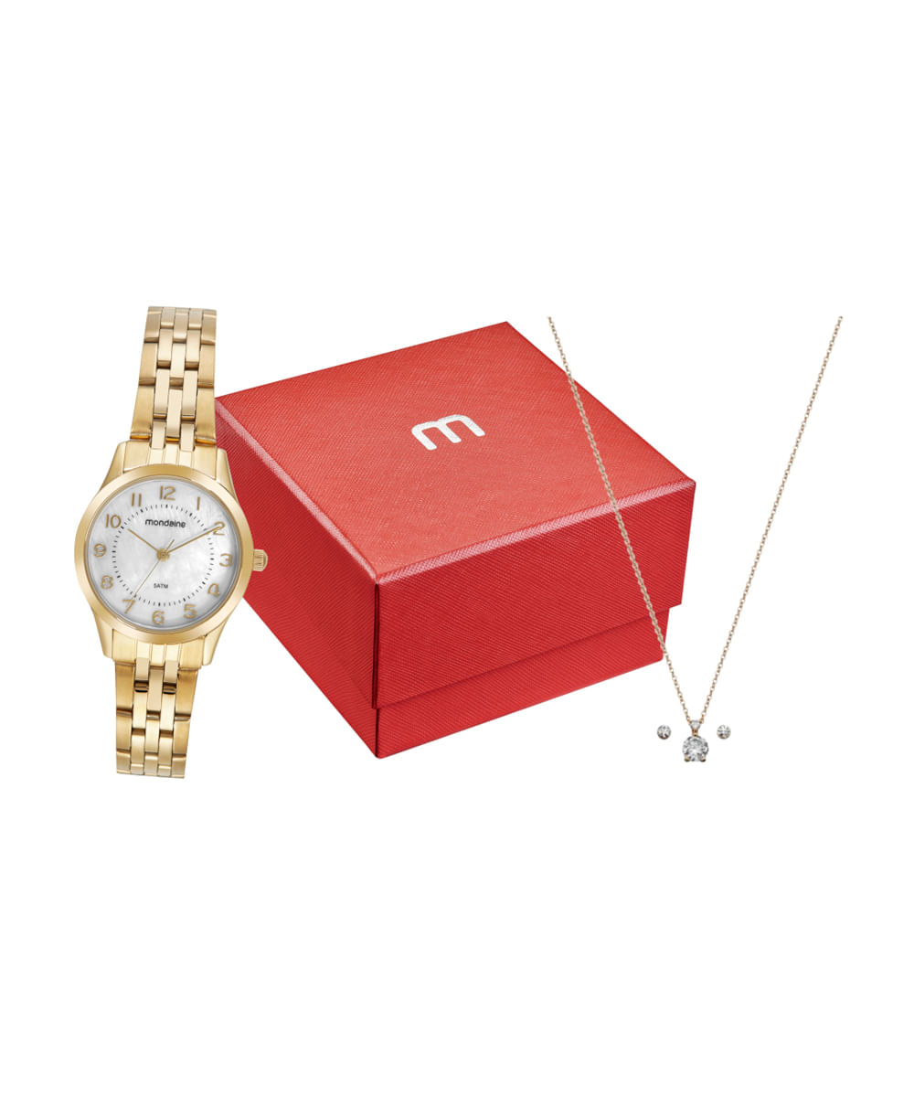 relógio feminino mondaine analógico 32796lpmkde1k1 dourado