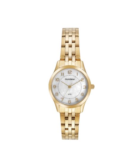 relógio feminino mondaine analógico 32796lpmkde1k1 dourado