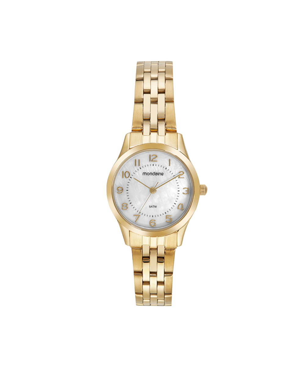 relógio feminino mondaine analógico 32796lpmkde1k1 dourado