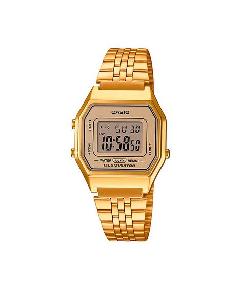 relógio feminino casio digital la680wga 9df dourado