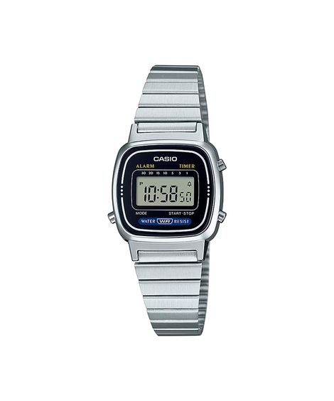 relógio feminino casio digital la670wa 1df prateado