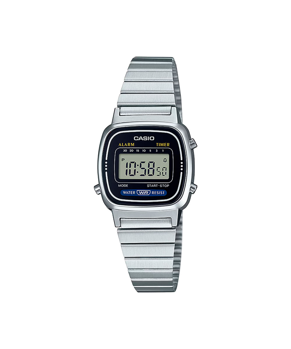 relógio feminino casio digital la670wa 1df prateado