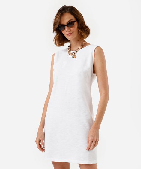vestido curto feminino decote redondo off white