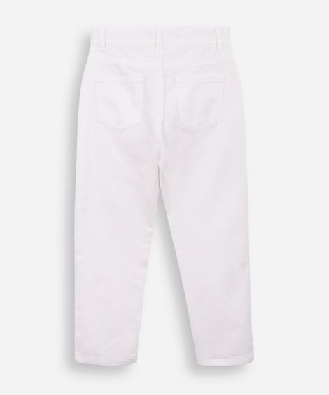 calça mom infantil de sarja com brilhos - off white