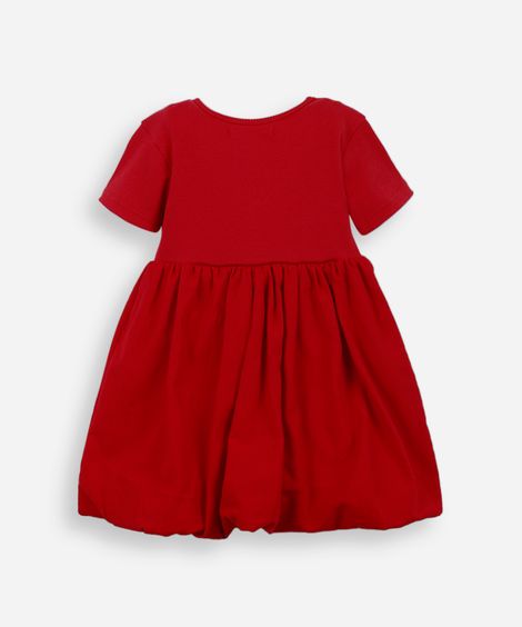 vestido balonê infantil de algodão bordado coração vermelho