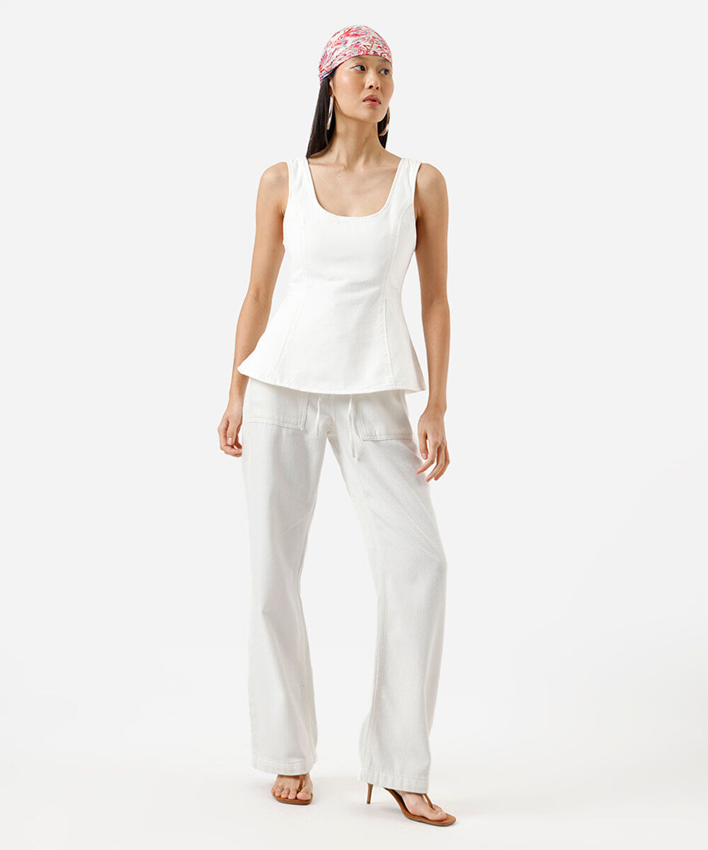 blusa peplum feminina de sarja branca
