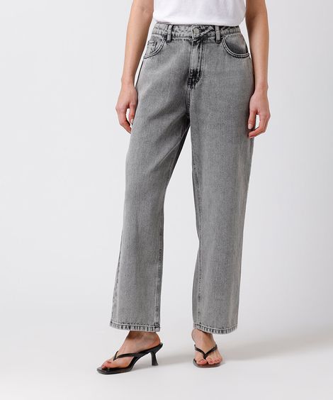 calça reta copenhagen petit feminina jeans mindset cinza