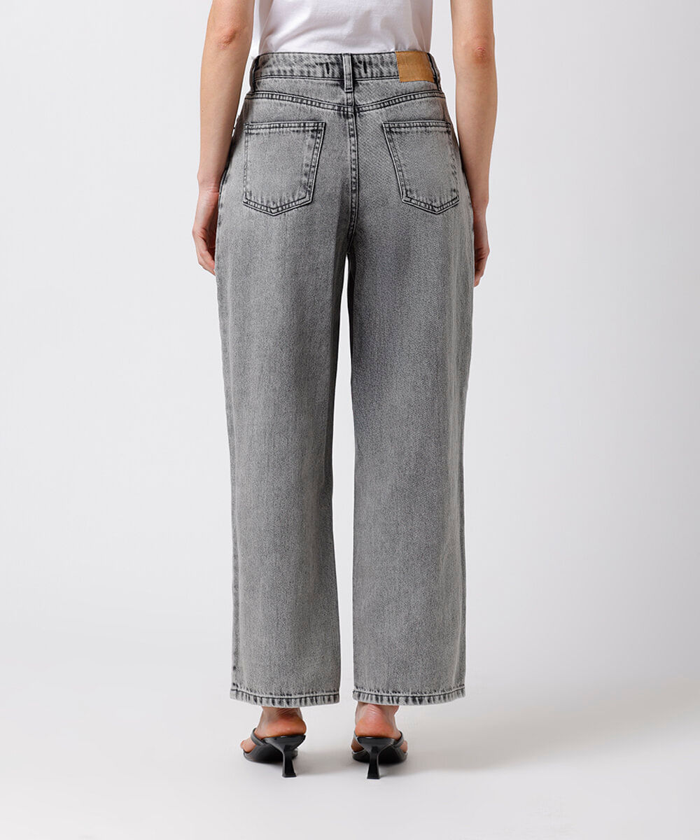 calça reta copenhagen petit feminina jeans mindset cinza