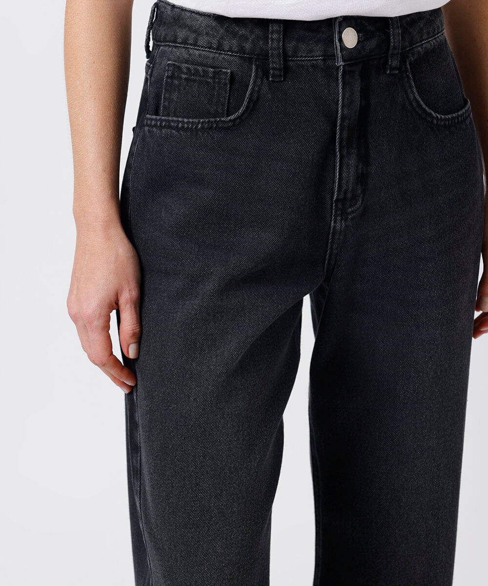 calça jeans reta copenhagen cintura alta mindset preta