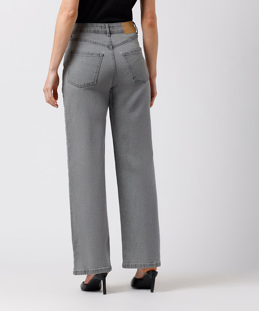 calça reta new york feminina jeans mindset cinza