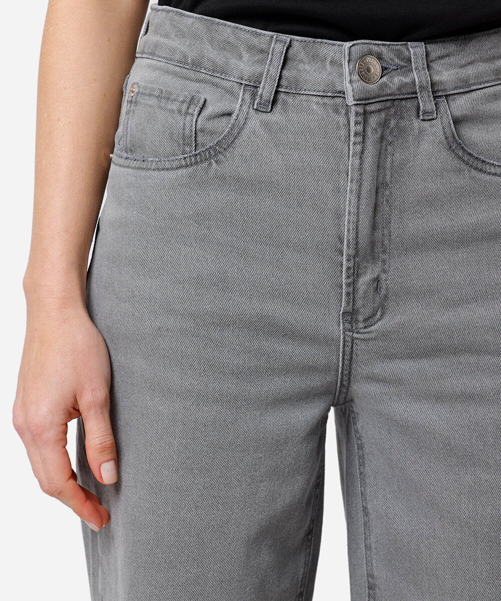 calça reta new york feminina jeans mindset cinza