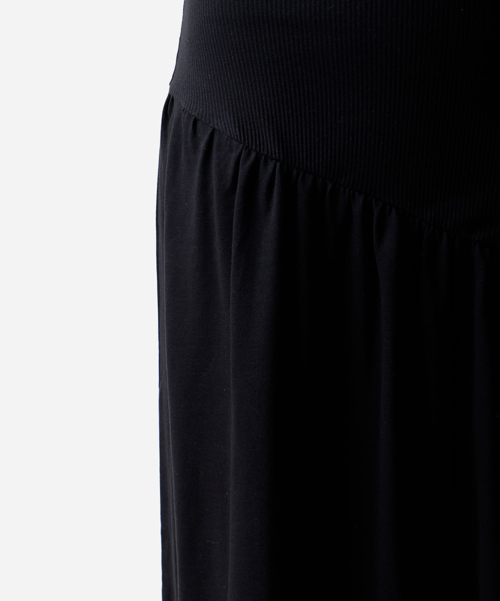 vestido longo feminino assimétrico canelado mindset plus size preto