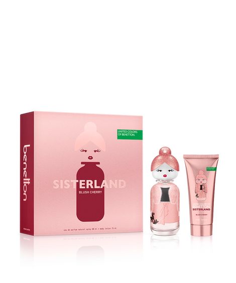 kit perfume feminino benetton united colors sisterland blush cherry eau de parfum 80ml e creme corporal 75ml