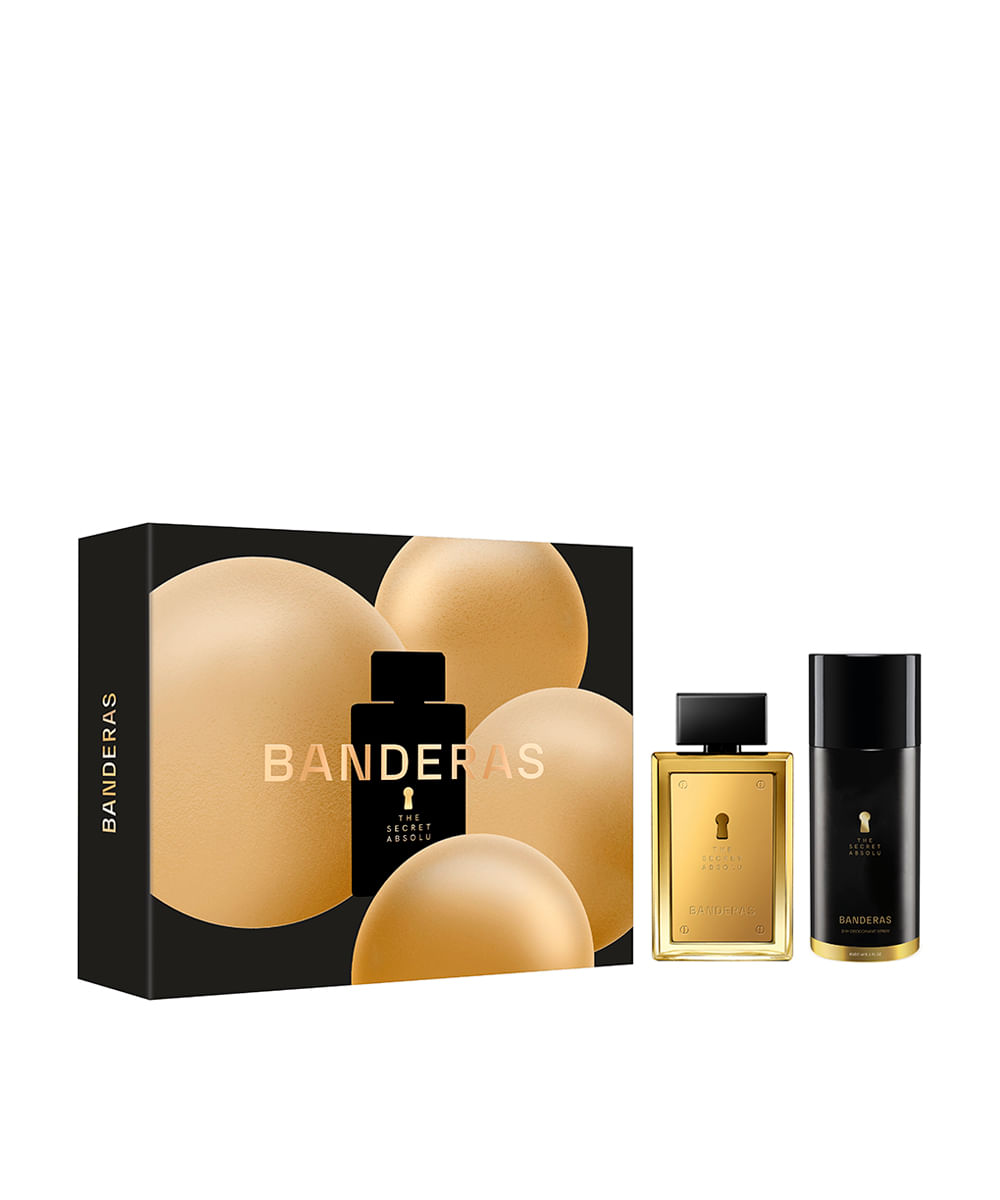 kit perfume masculino banderas the secret absolu eau de parfum 100ml e desodorante spray 24h 150ml - transparent
