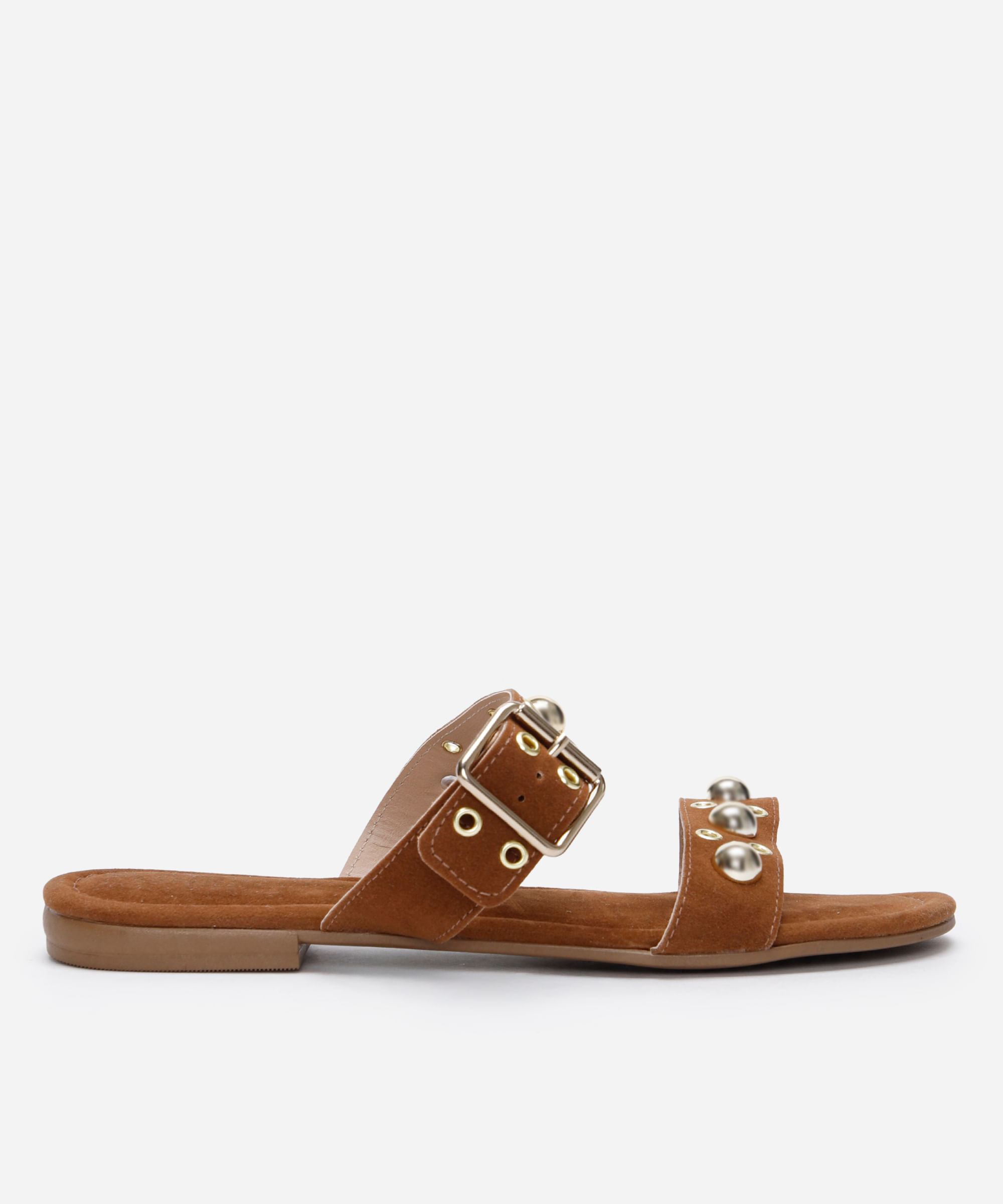 rasteirinha com tachas texturizada oneself marrom