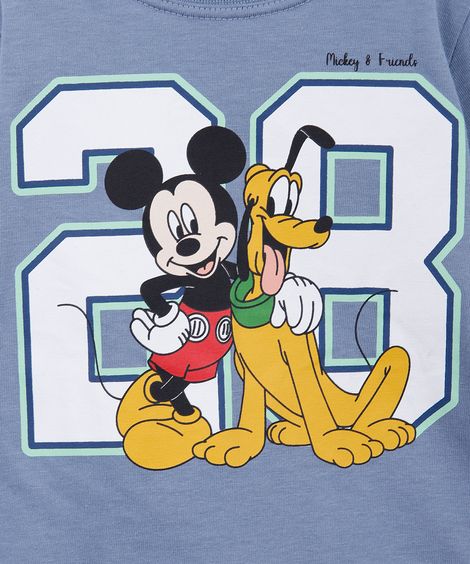 conjunto curto infantil de algodão mickey e pluto azul