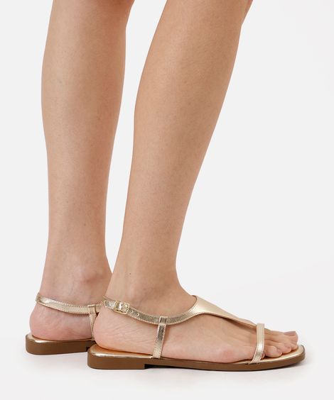 rasteirinha bico quadrado tiras finas oneself dourada