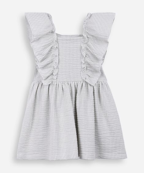 vestido infantil com algodão listrado texturizado verde