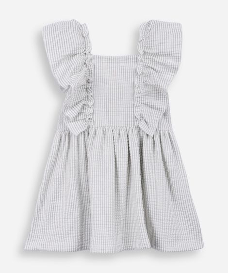 vestido infantil com algodão listrado texturizado verde