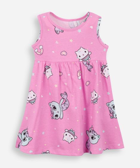 vestido infantil de algodão gabby - rosa