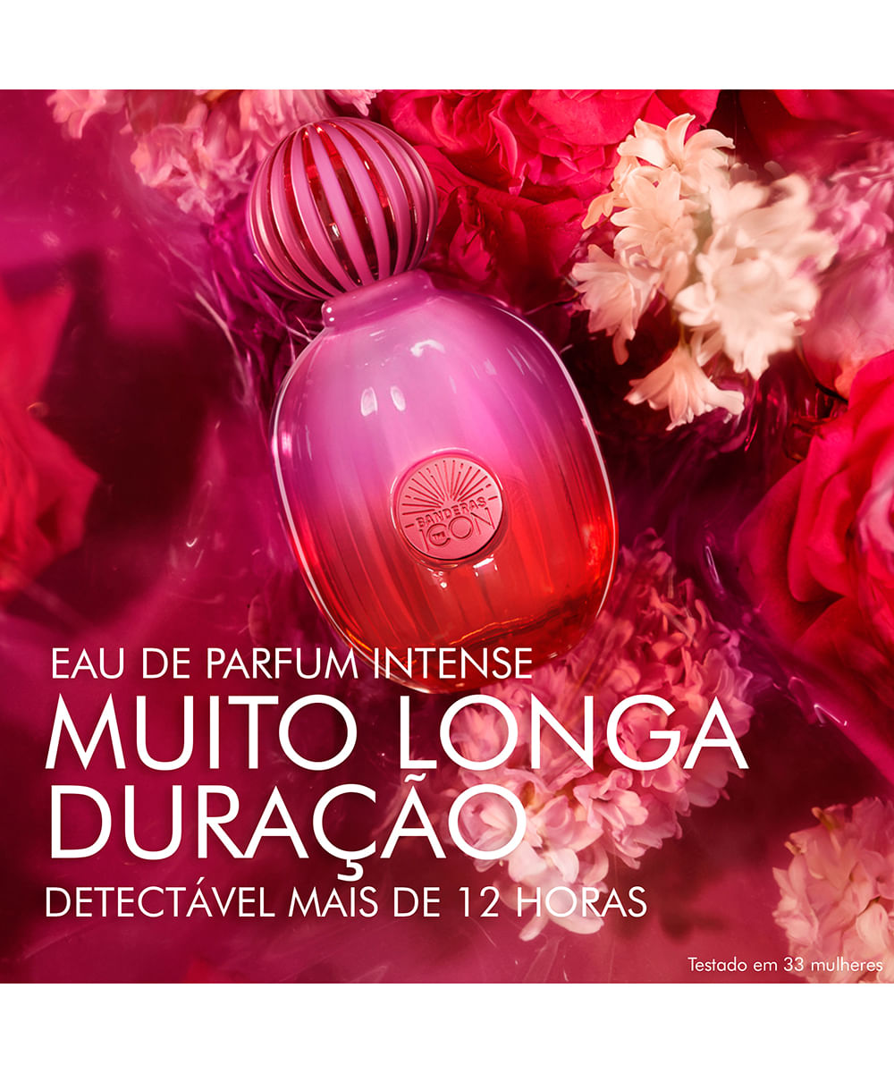 kit perfume feminino banderas the icon supreme eau de parfum intense for women 100ml e desodorante spray 24h 150ml