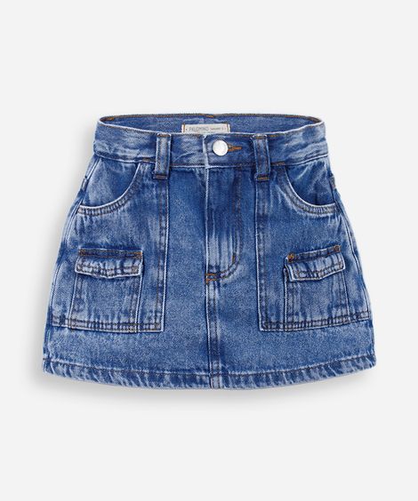 shorts saia infantil jeans azul