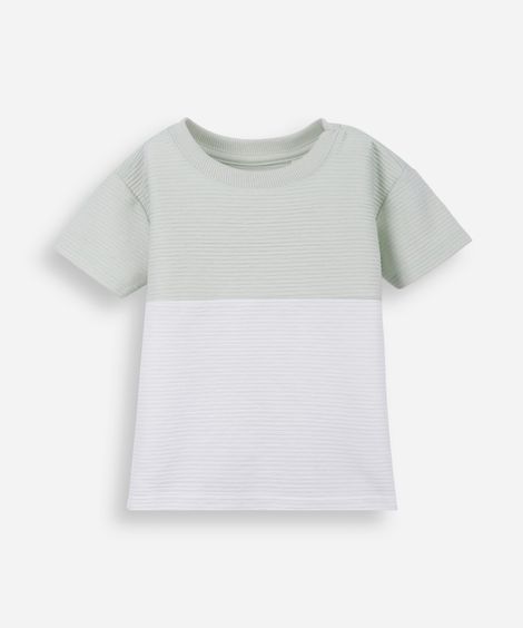 camiseta infantil texturizada bicolor verde