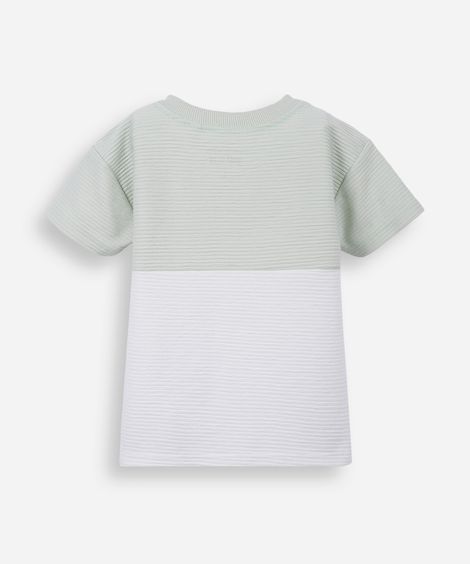 camiseta infantil texturizada bicolor verde