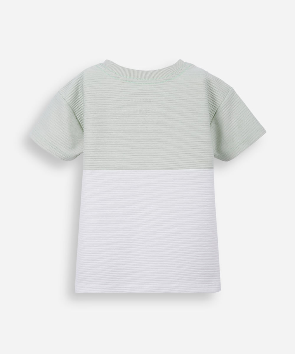 camiseta infantil texturizada bicolor verde