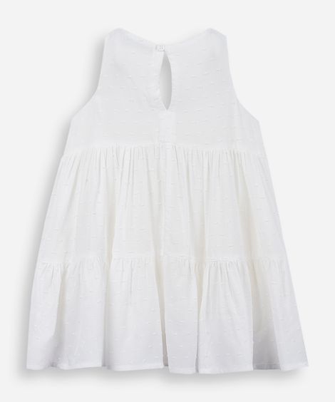 vestido infantil de viscose com recortes texturizado off white