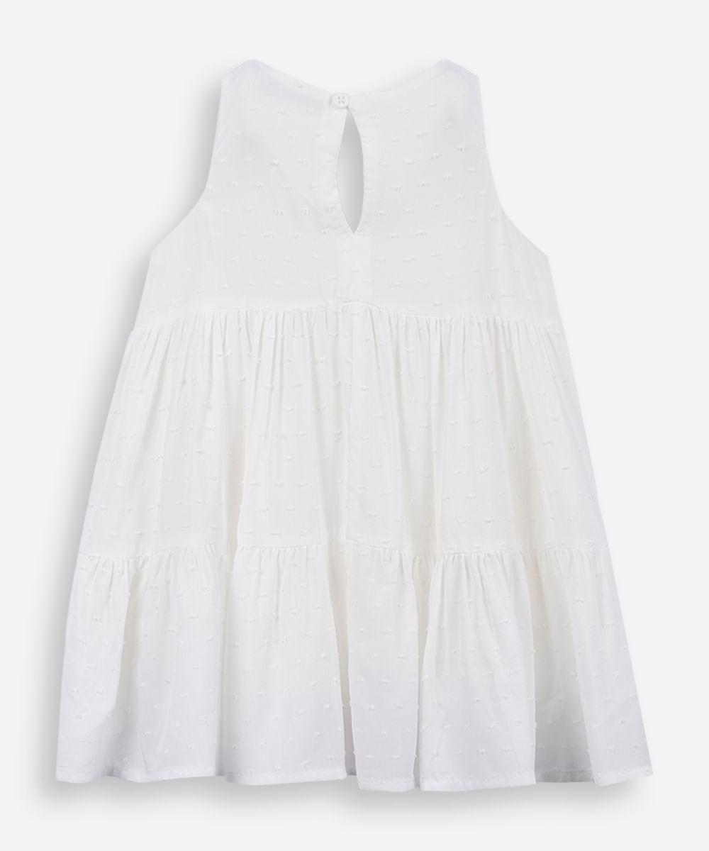 vestido infantil de viscose com recortes texturizado off white