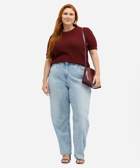 calça wide leg feminina jeans plus size azul