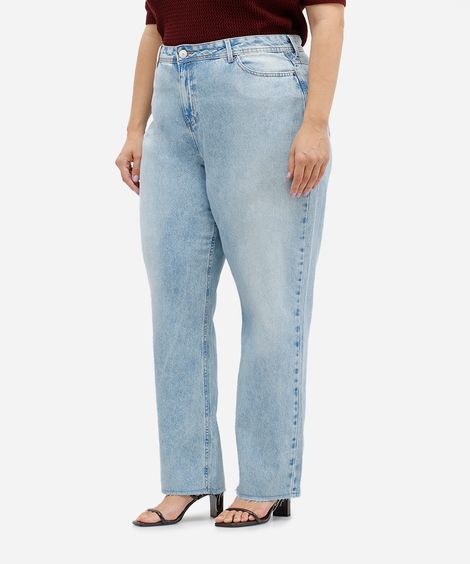 calça wide leg feminina jeans plus size azul