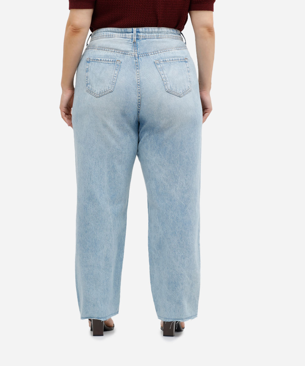 calça wide leg feminina jeans plus size azul