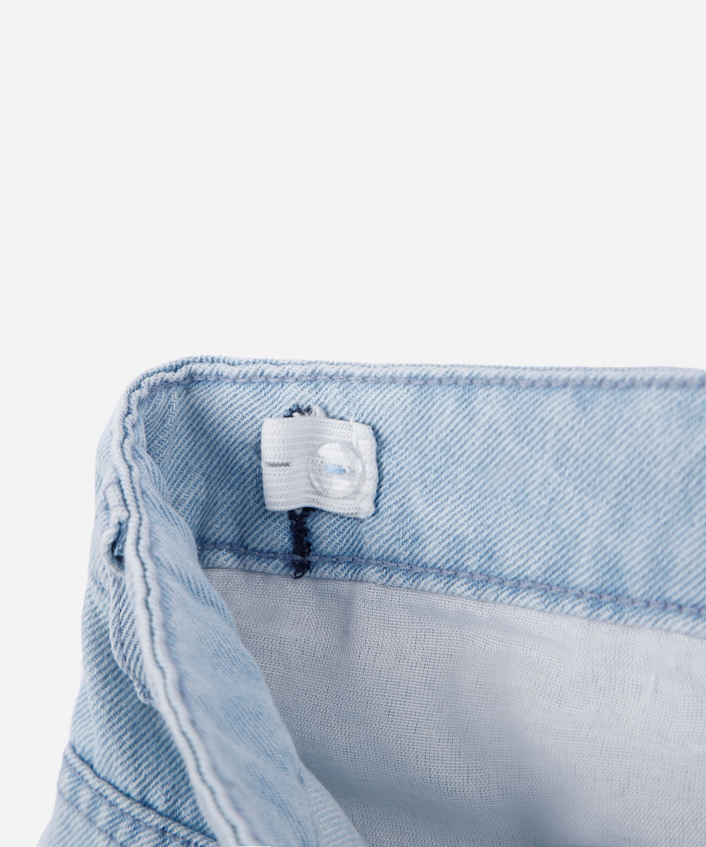 short mom feminino jeans bordado floral plus size azul