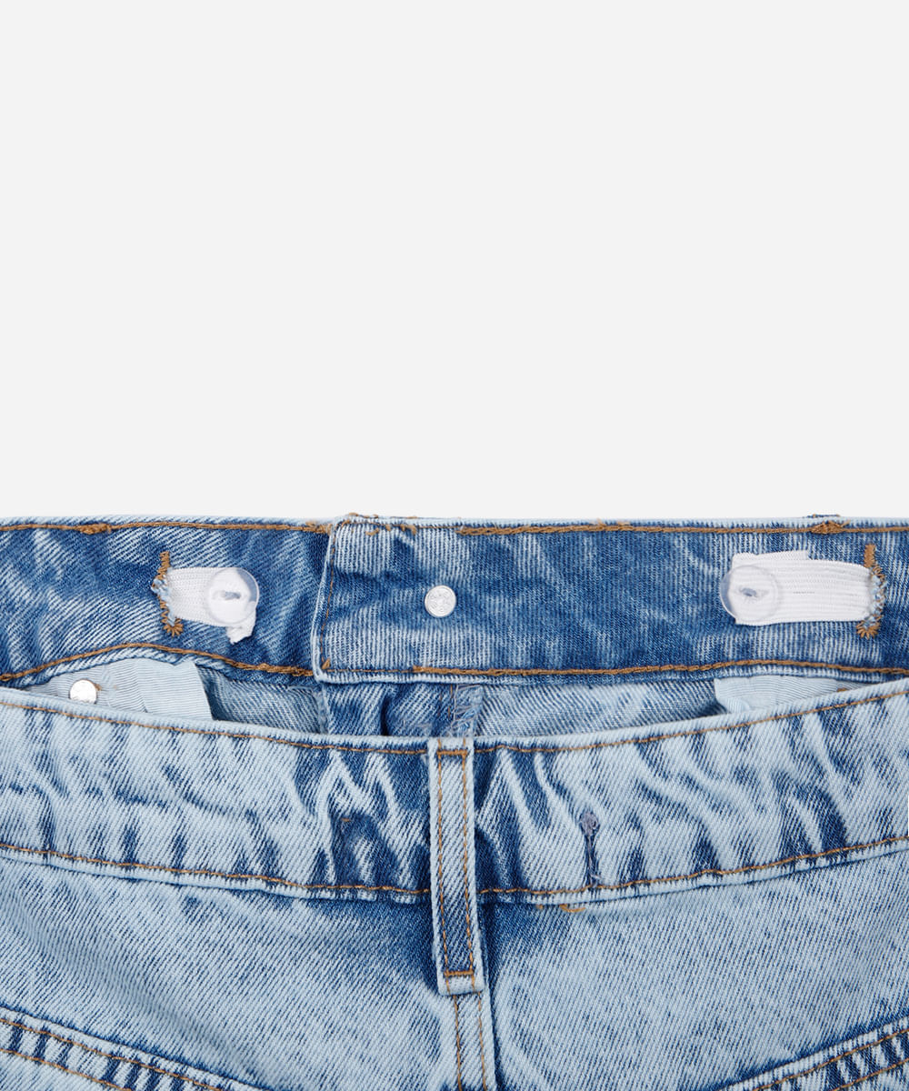 bermuda mom feminina jeans plus size azul
