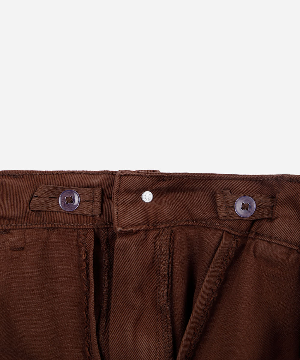 short saia feminino de sarja com fenda plus size marrom