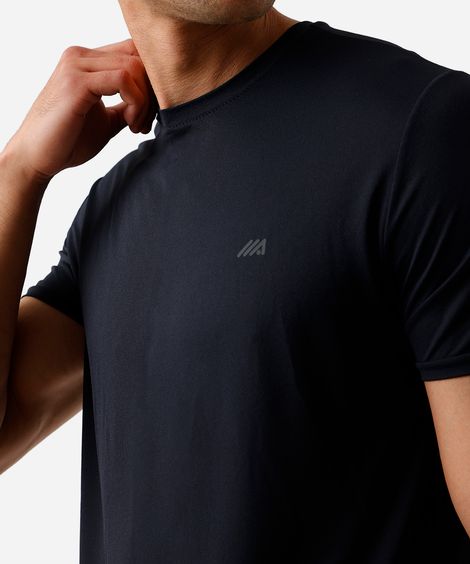 camiseta esportiva masculina de poliamida manga curta preta