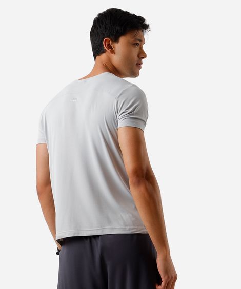 camiseta slim fit masculina de poliamida esportiva cinza