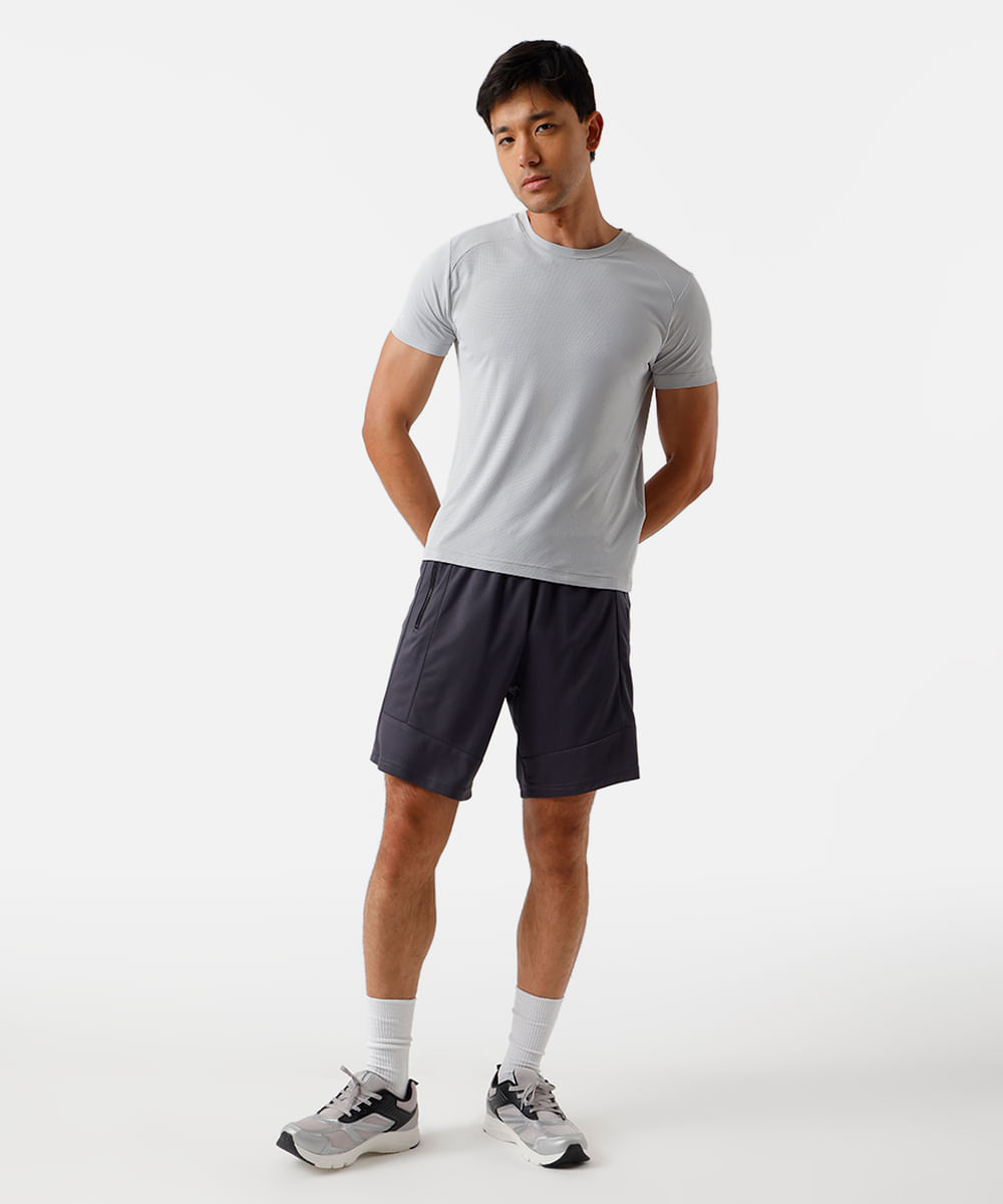 camiseta slim fit masculina de poliamida esportiva ace cinza