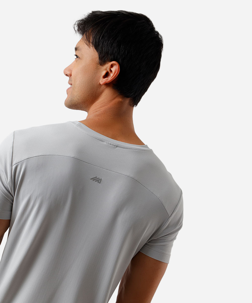 camiseta slim fit masculina de poliamida esportiva ace cinza