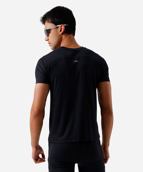 camiseta slim fit masculina de poliamida esportiva preta