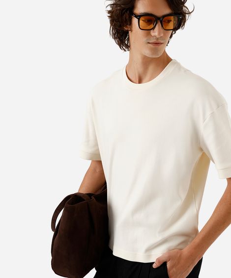 camiseta oversized masculina de algodão manga curta off white