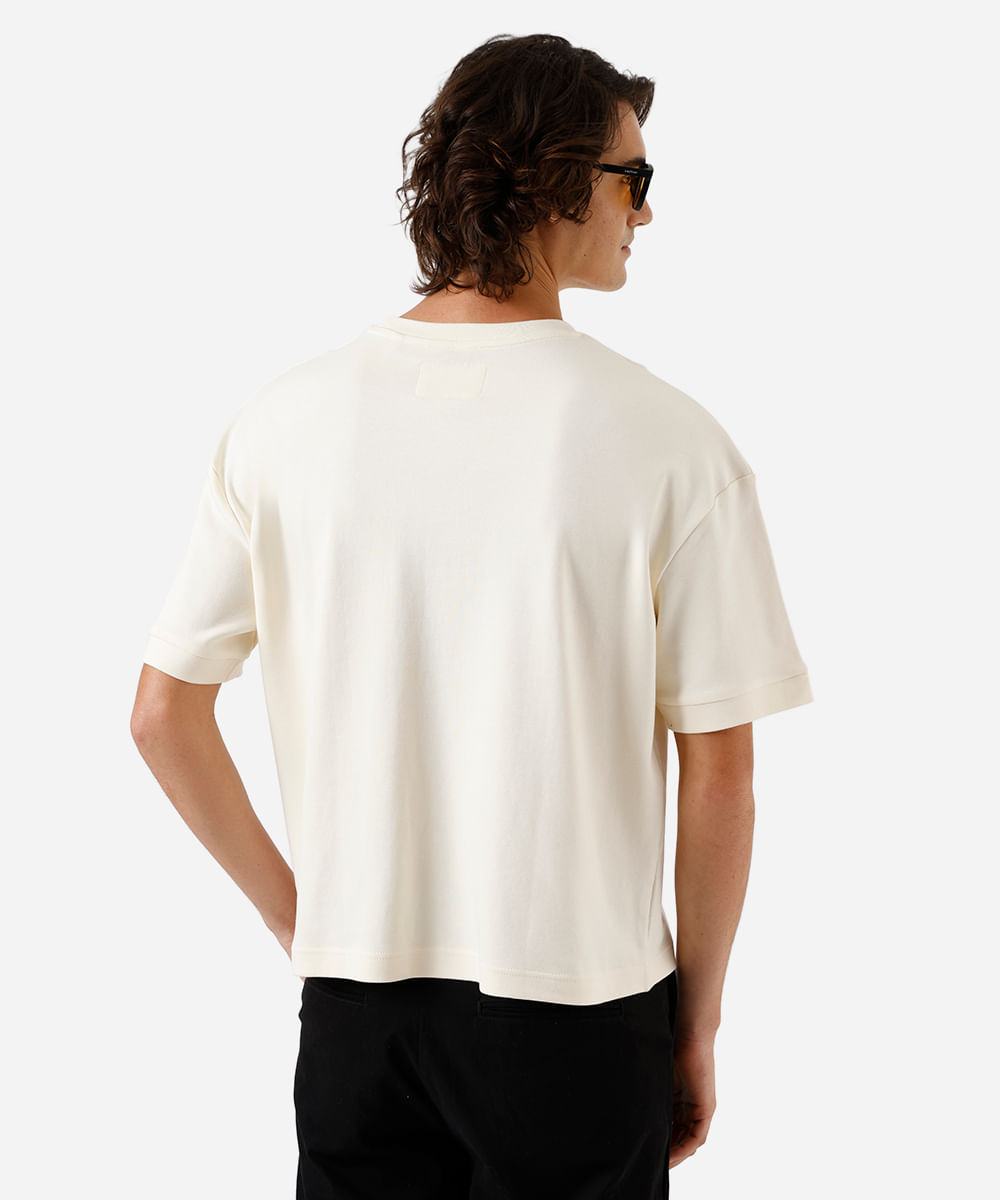 camiseta oversized masculina de algodão manga curta off white
