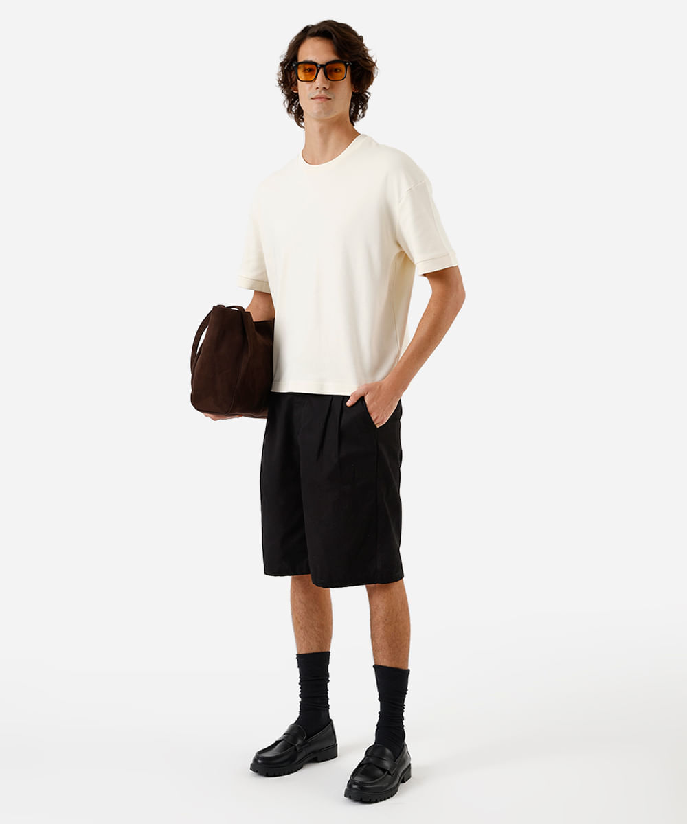 camiseta oversized masculina de algodão manga curta off white